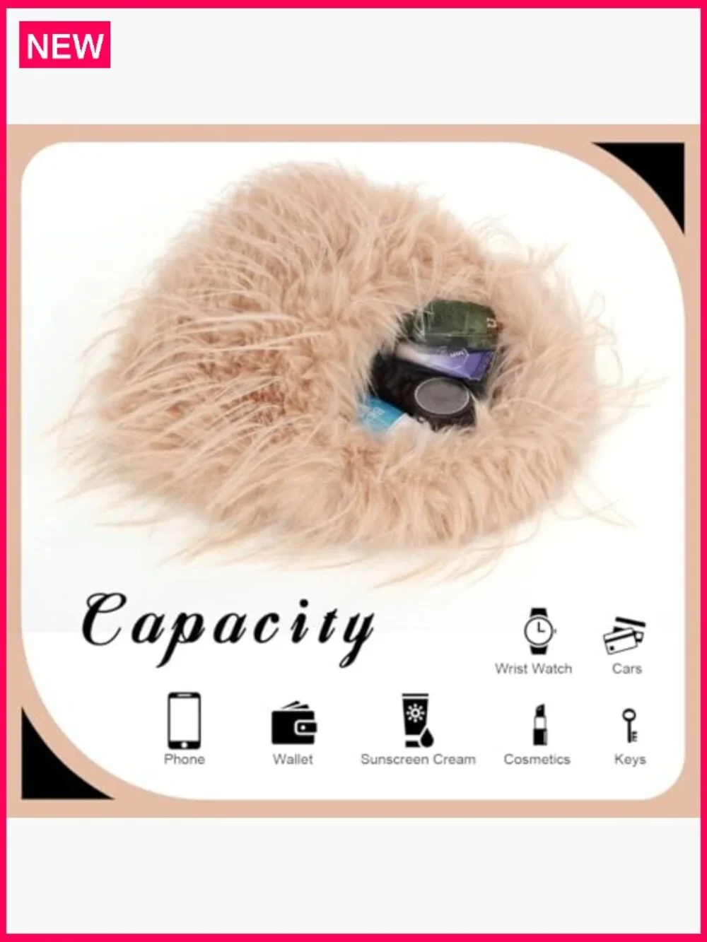 Y2K Faux Fur Tote Bag Fluffy Shoulder Hobo Purse with Chain